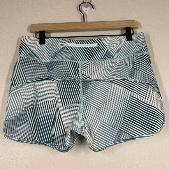 SmartWool Running Shorts Lined Blue Stripe Merino Sport Activewear Medium