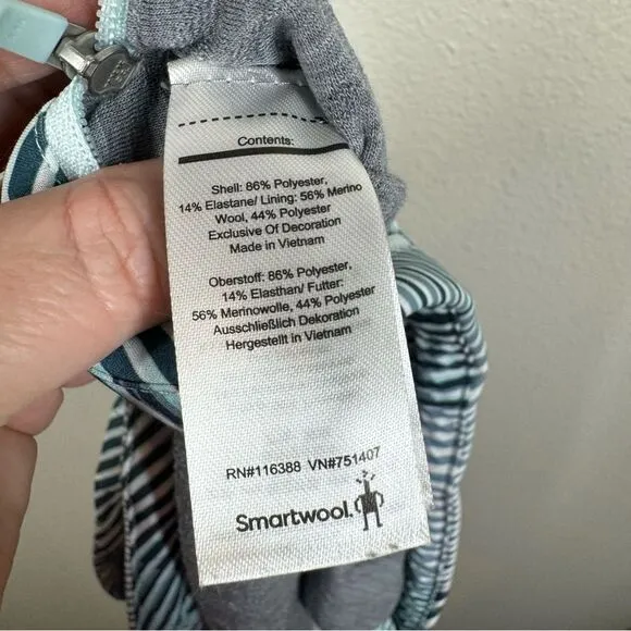 SmartWool Running Shorts Lined Blue Stripe Merino Sport Activewear Medium