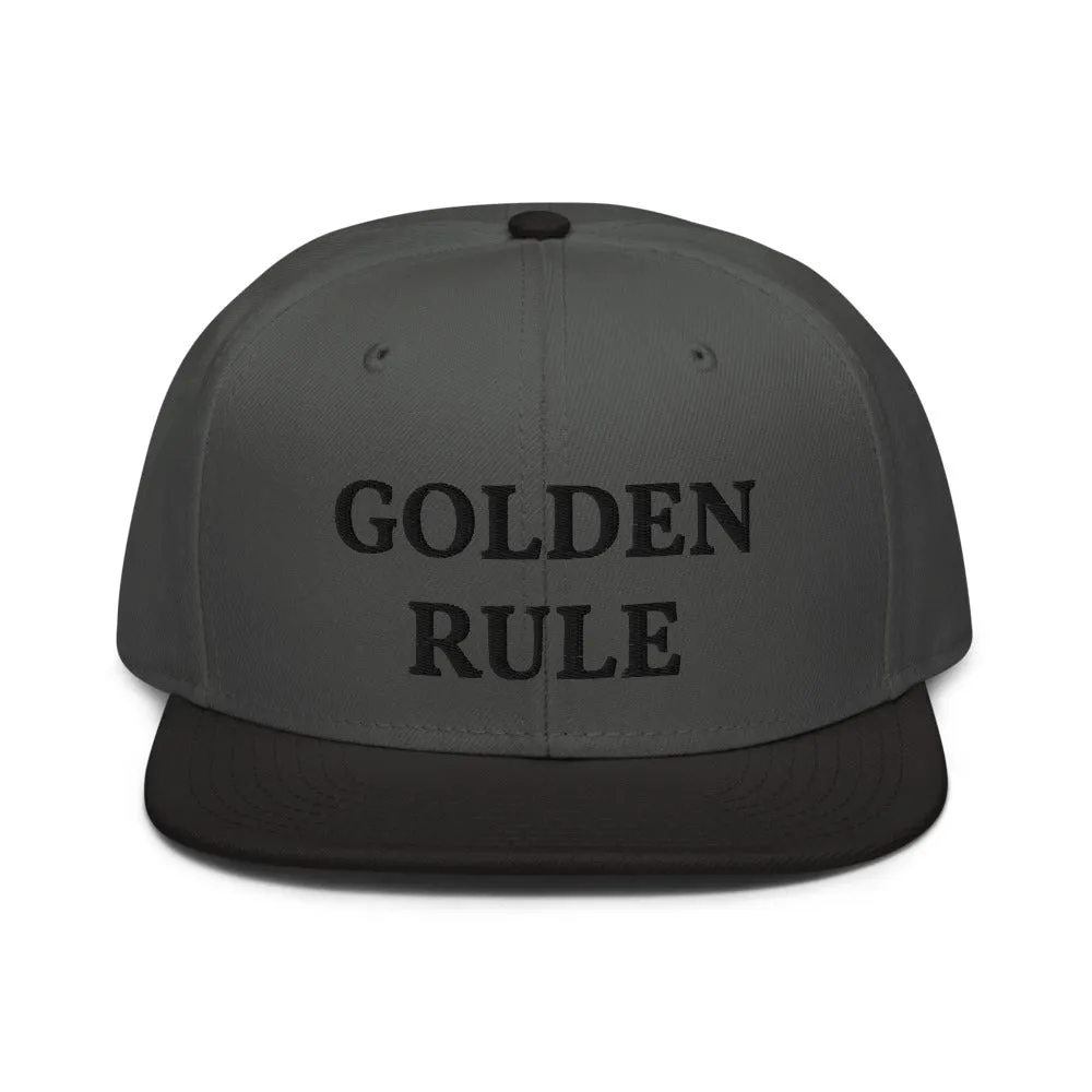 Snapback Hat "1052-0021 Golden Rule (Black Logo)"