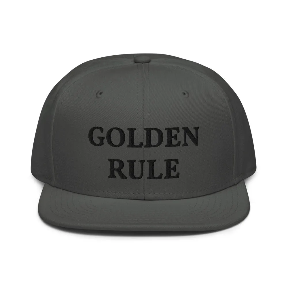 Snapback Hat "1052-0021 Golden Rule (Black Logo)"