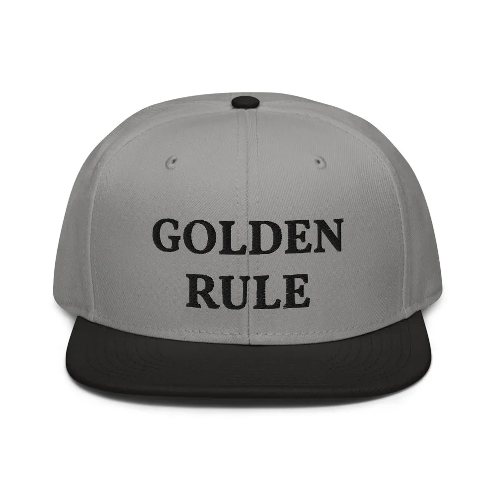 Snapback Hat "1052-0021 Golden Rule (Black Logo)"