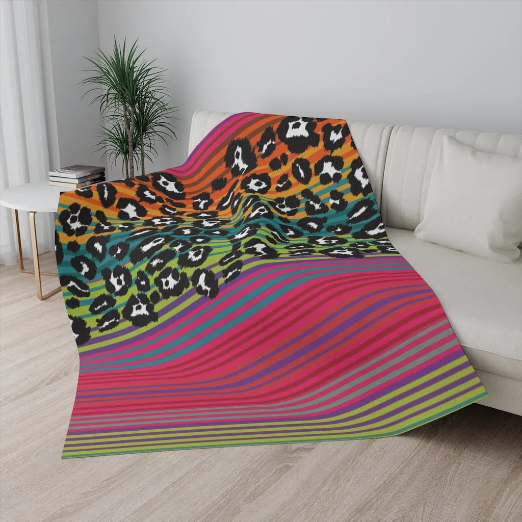 Snow Leopard Serape Sherpa Blanket
