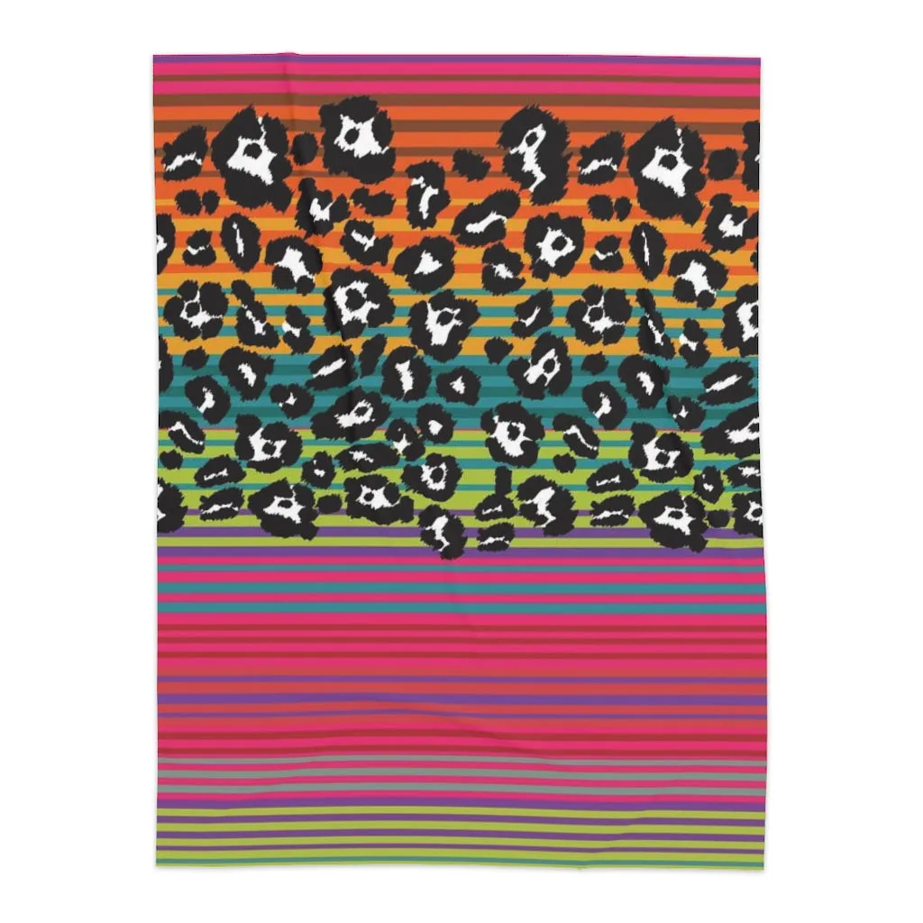 Snow Leopard Serape Sherpa Blanket