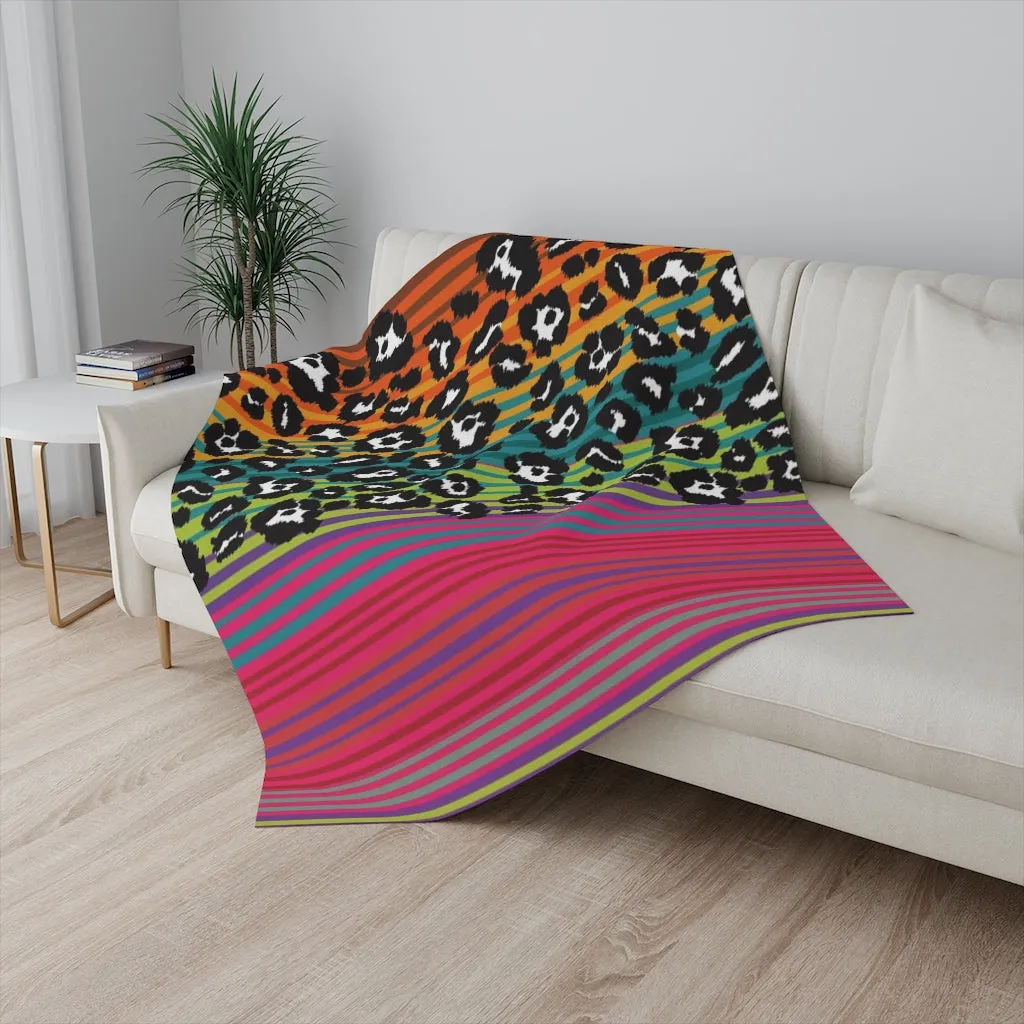 Snow Leopard Serape Sherpa Blanket