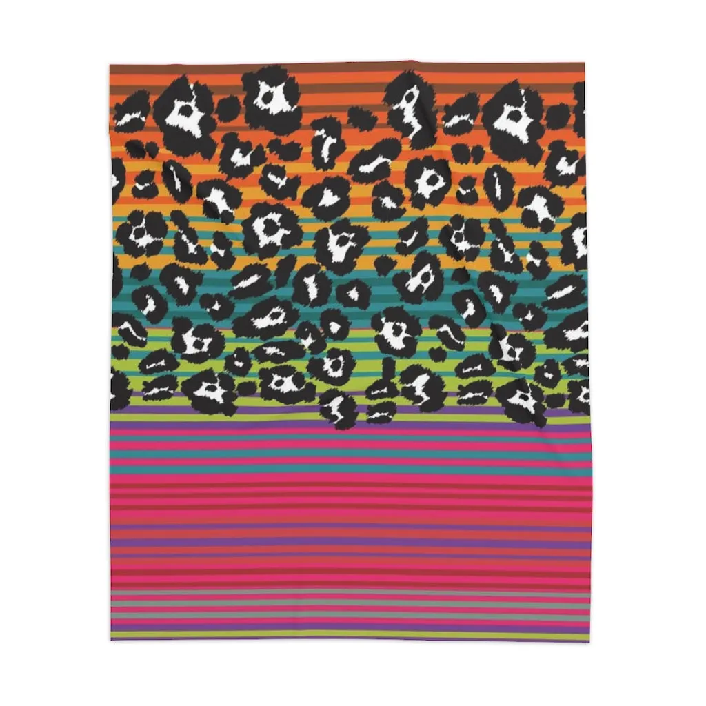 Snow Leopard Serape Sherpa Blanket