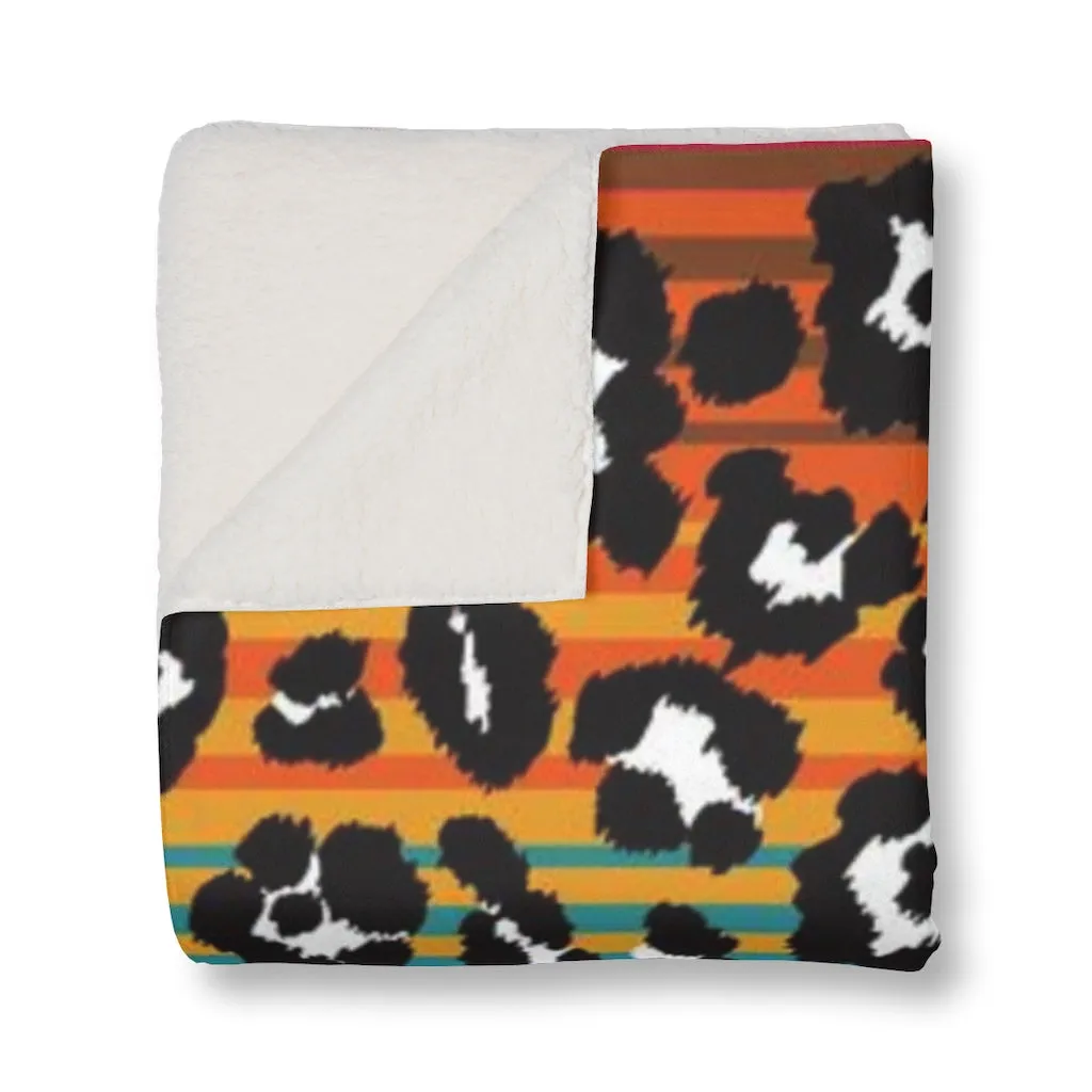 Snow Leopard Serape Sherpa Blanket