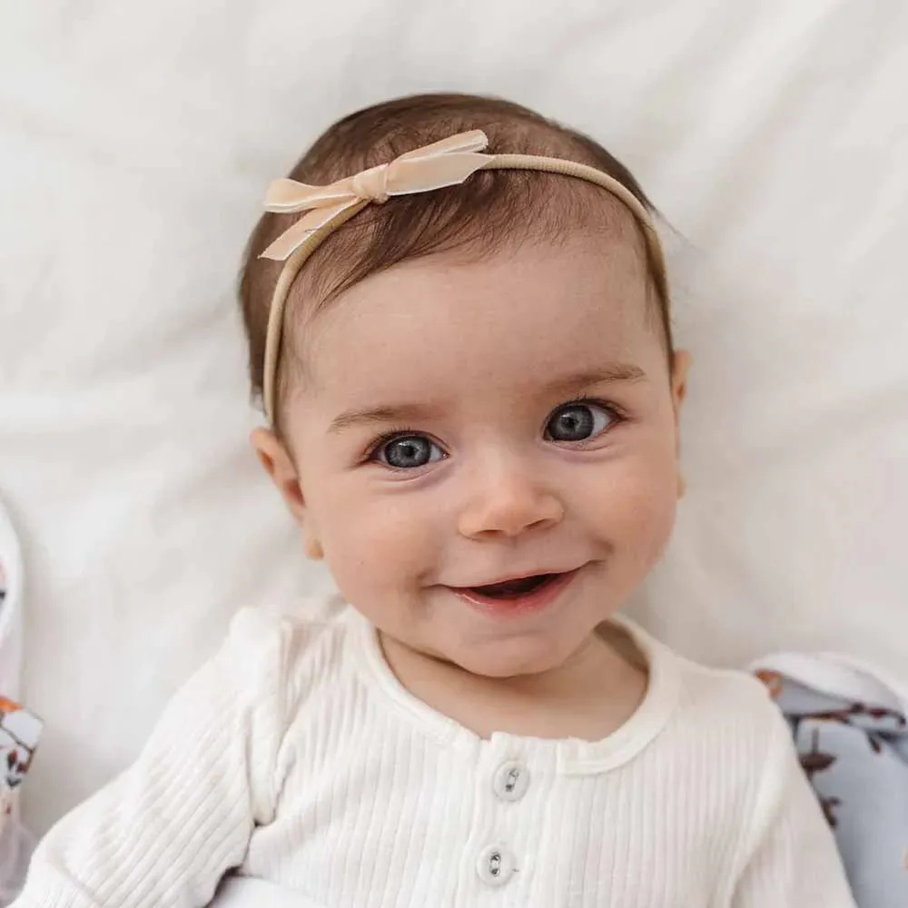 Snuggle Hunny Velvet Bow Headband Bundle - Lychee, Lullaby Pink & White