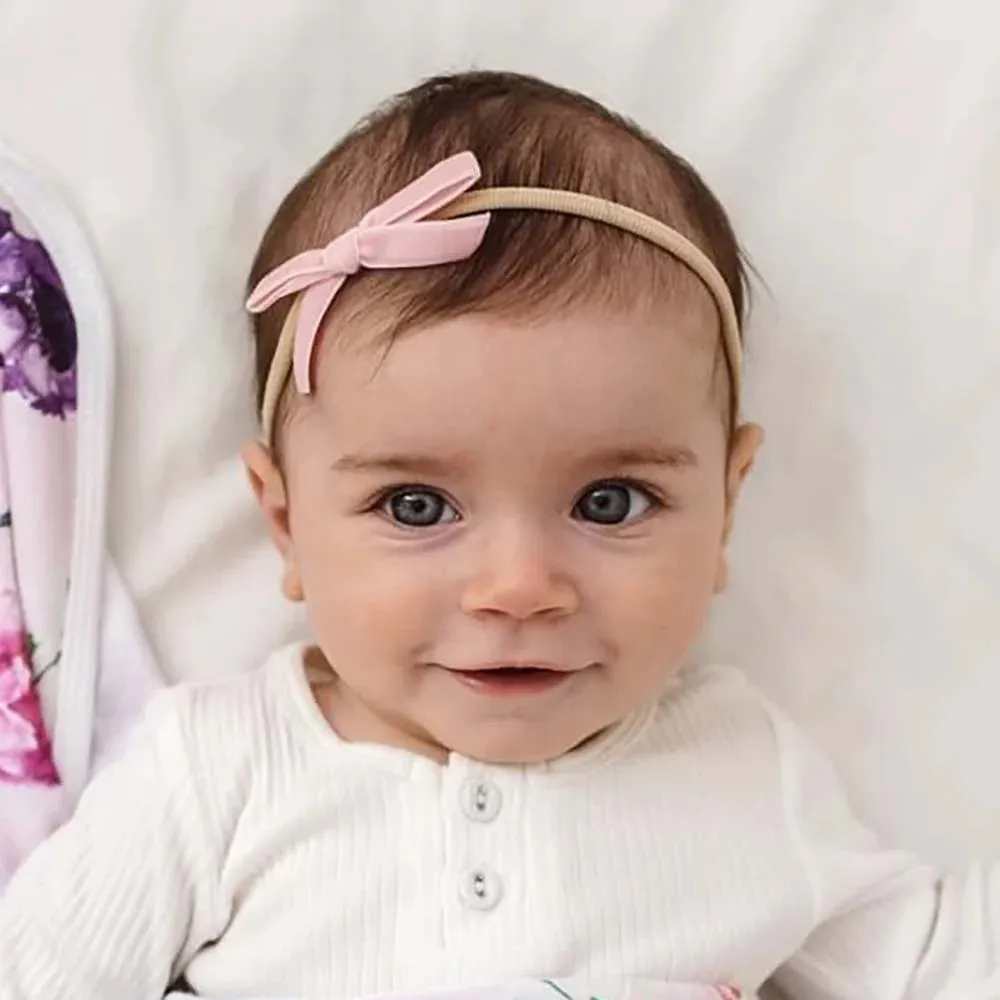 Snuggle Hunny Velvet Bow Headband Bundle - Lychee, Lullaby Pink & White