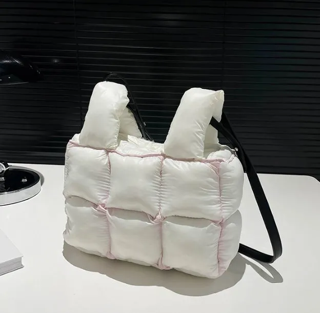 Soft Down Handbag for Women, Cotton-Padded Coat Bag, Fashionable Padded Single-Shoulder Bag, Space-Style Bag, New Style Crossbody Bag C-241219-1