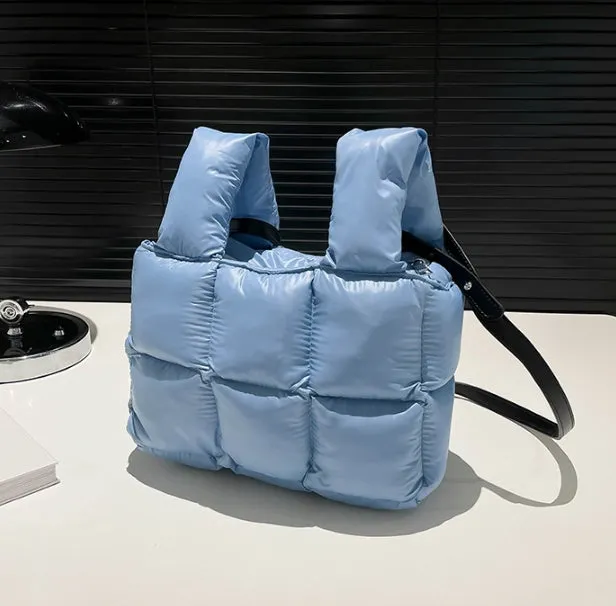 Soft Down Handbag for Women, Cotton-Padded Coat Bag, Fashionable Padded Single-Shoulder Bag, Space-Style Bag, New Style Crossbody Bag C-241219-1