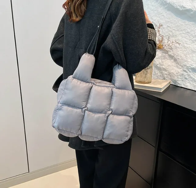 Soft Down Handbag for Women, Cotton-Padded Coat Bag, Fashionable Padded Single-Shoulder Bag, Space-Style Bag, New Style Crossbody Bag C-241219-1