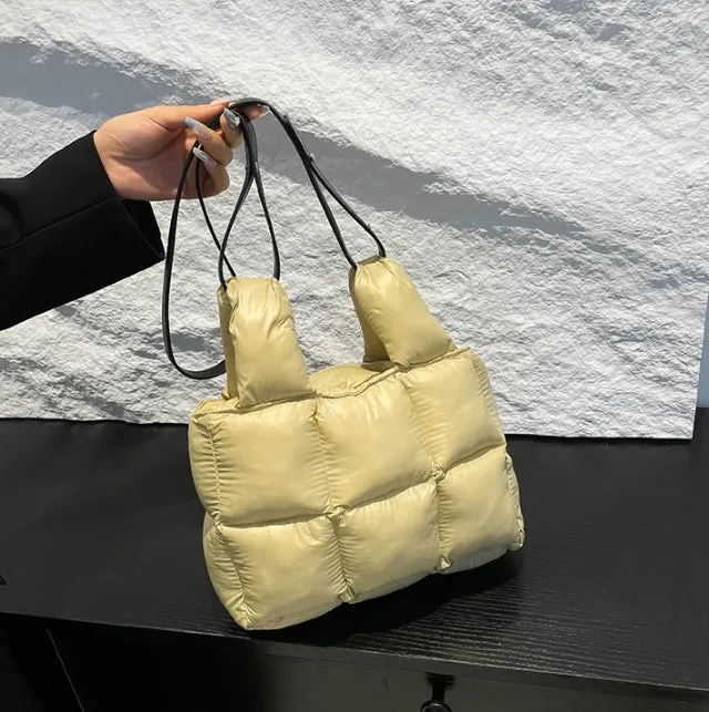 Soft Down Handbag for Women, Cotton-Padded Coat Bag, Fashionable Padded Single-Shoulder Bag, Space-Style Bag, New Style Crossbody Bag C-241219-1