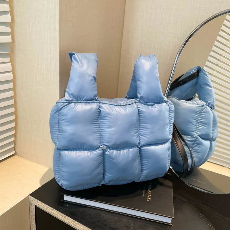 Soft Down Handbag for Women, Cotton-Padded Coat Bag, Fashionable Padded Single-Shoulder Bag, Space-Style Bag, New Style Crossbody Bag C-241219-1