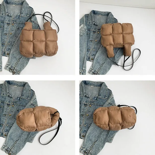 Soft Down Handbag for Women, Cotton-Padded Coat Bag, Fashionable Padded Single-Shoulder Bag, Space-Style Bag, New Style Crossbody Bag C-241219-1