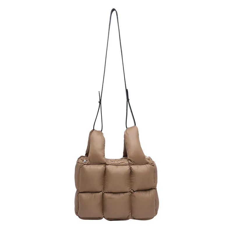 Soft Down Handbag for Women, Cotton-Padded Coat Bag, Fashionable Padded Single-Shoulder Bag, Space-Style Bag, New Style Crossbody Bag C-241219-1