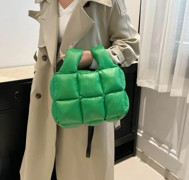 Soft Down Handbag for Women, Cotton-Padded Coat Bag, Fashionable Padded Single-Shoulder Bag, Space-Style Bag, New Style Crossbody Bag C-241219-1