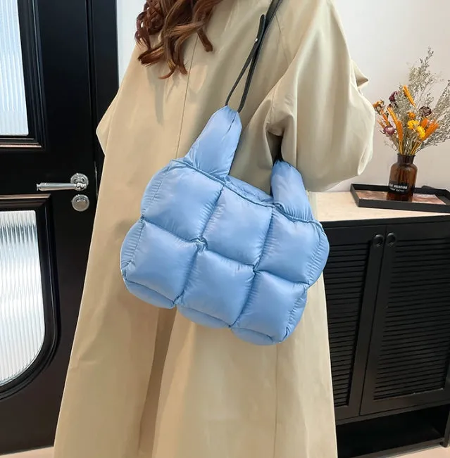 Soft Down Handbag for Women, Cotton-Padded Coat Bag, Fashionable Padded Single-Shoulder Bag, Space-Style Bag, New Style Crossbody Bag C-241219-1