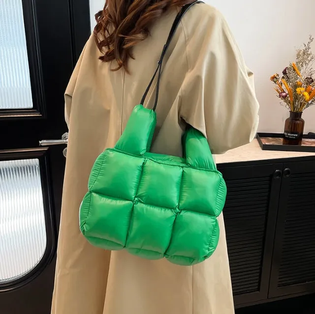 Soft Down Handbag for Women, Cotton-Padded Coat Bag, Fashionable Padded Single-Shoulder Bag, Space-Style Bag, New Style Crossbody Bag C-241219-1