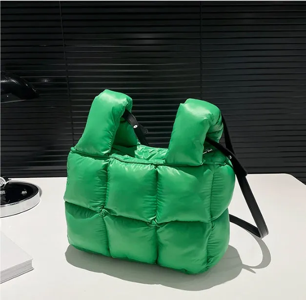 Soft Down Handbag for Women, Cotton-Padded Coat Bag, Fashionable Padded Single-Shoulder Bag, Space-Style Bag, New Style Crossbody Bag C-241219-1