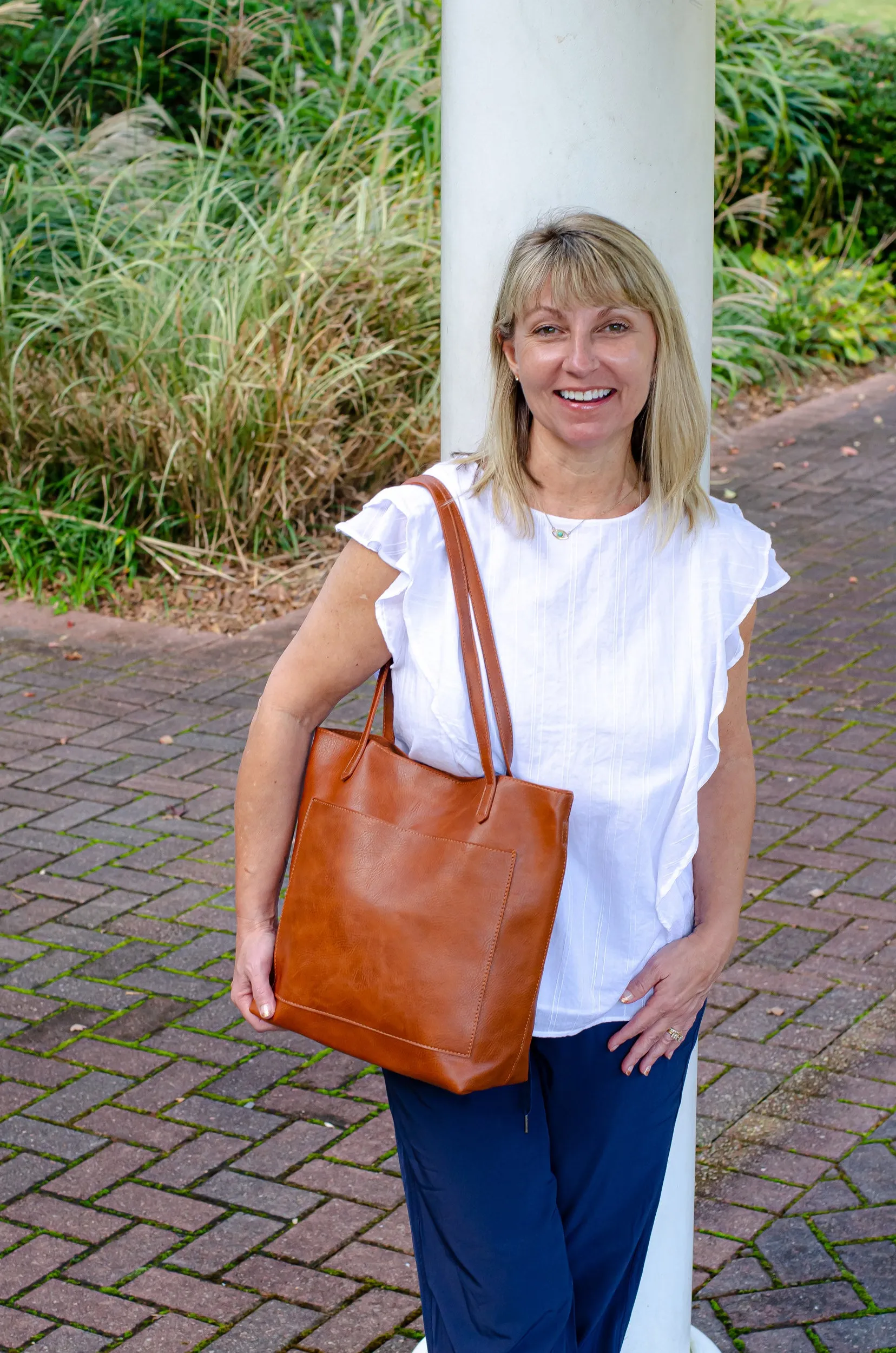 Soft Vegan Leather Shoulder Bag / Crossbody Tote - 2 Colors