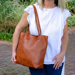 Soft Vegan Leather Shoulder Bag / Crossbody Tote - 2 Colors