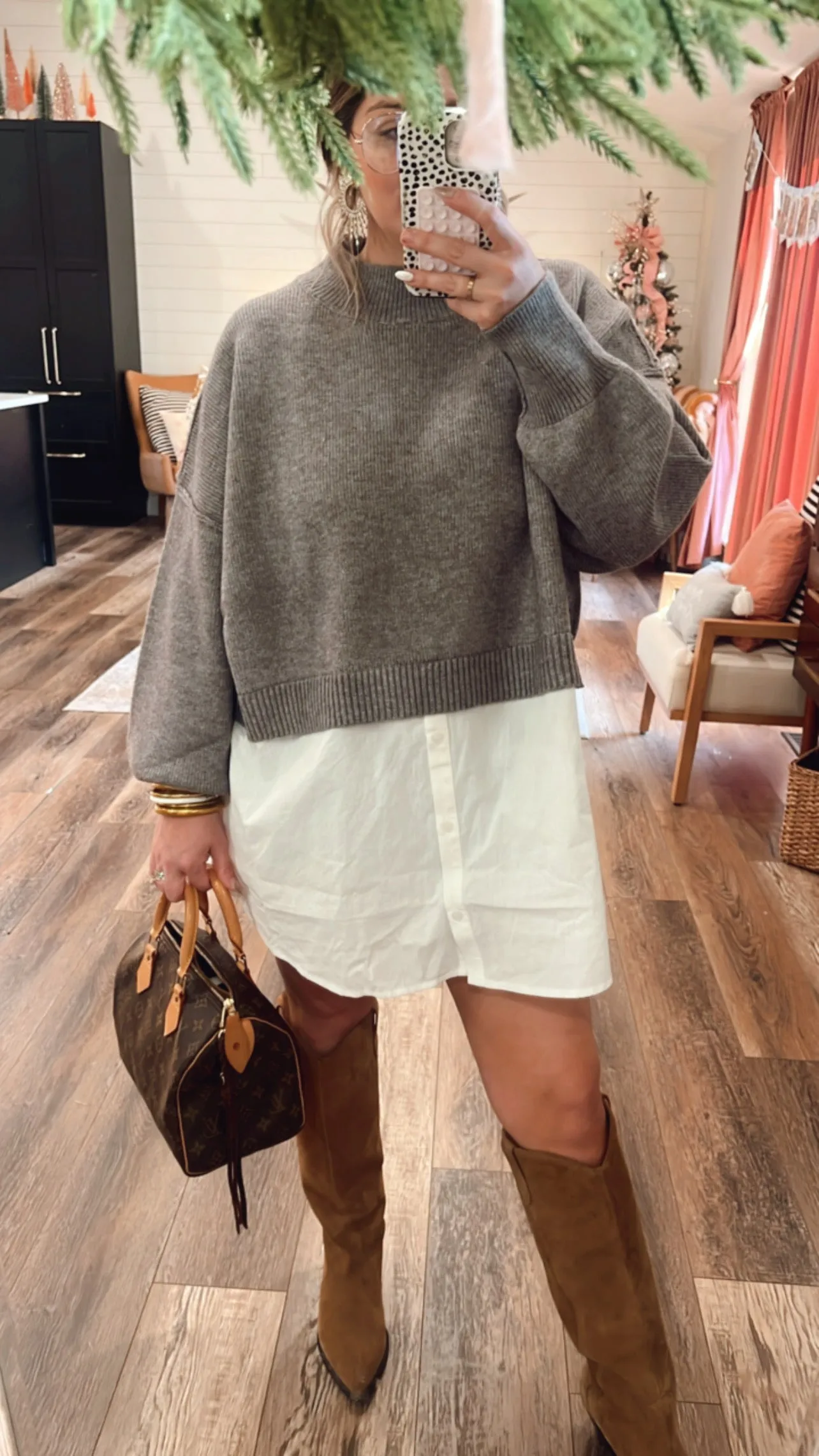 Soho Girly Mini Sweater Dress - Grey