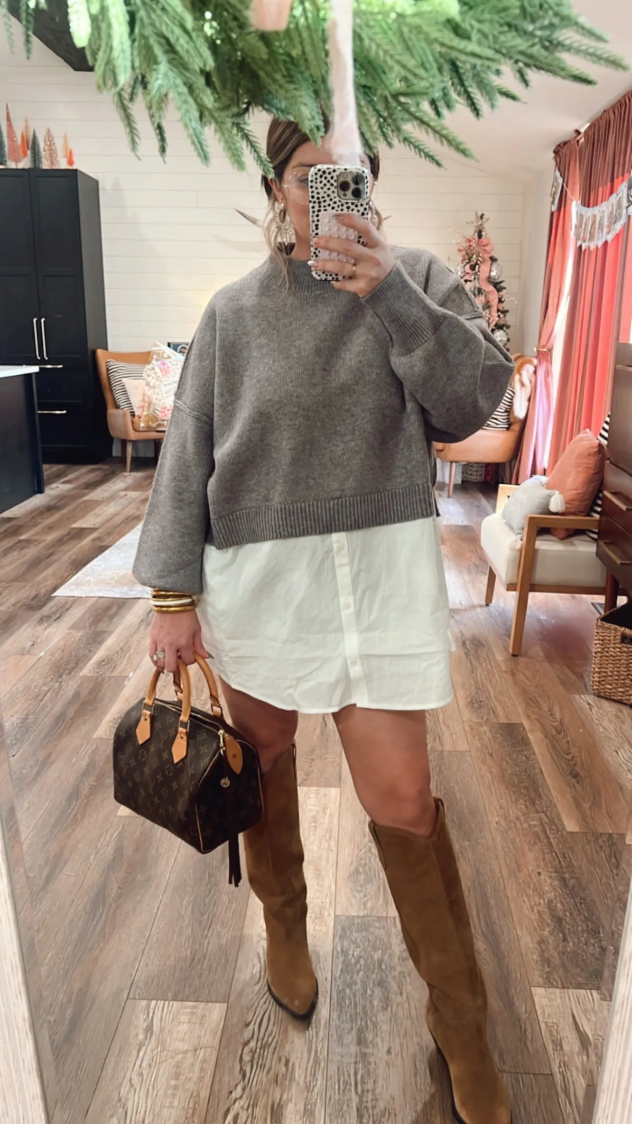 Soho Girly Mini Sweater Dress - Grey