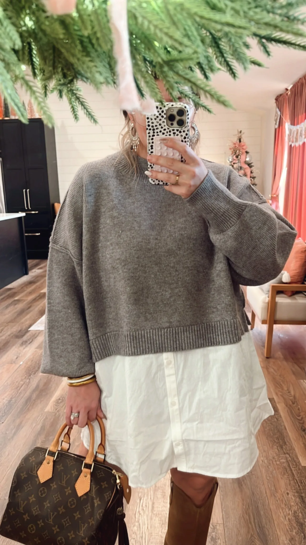 Soho Girly Mini Sweater Dress - Grey