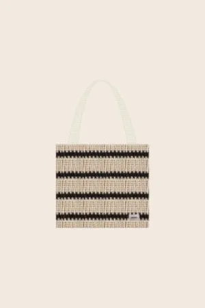 Sol Stripe Crochet Tote Bag in Black