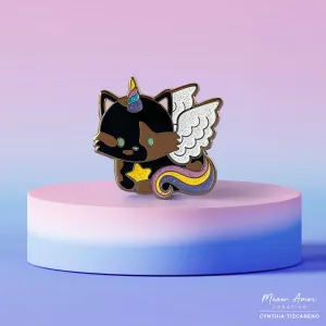 Star Pegasus Tortie Cat Glitter Enamel Pin