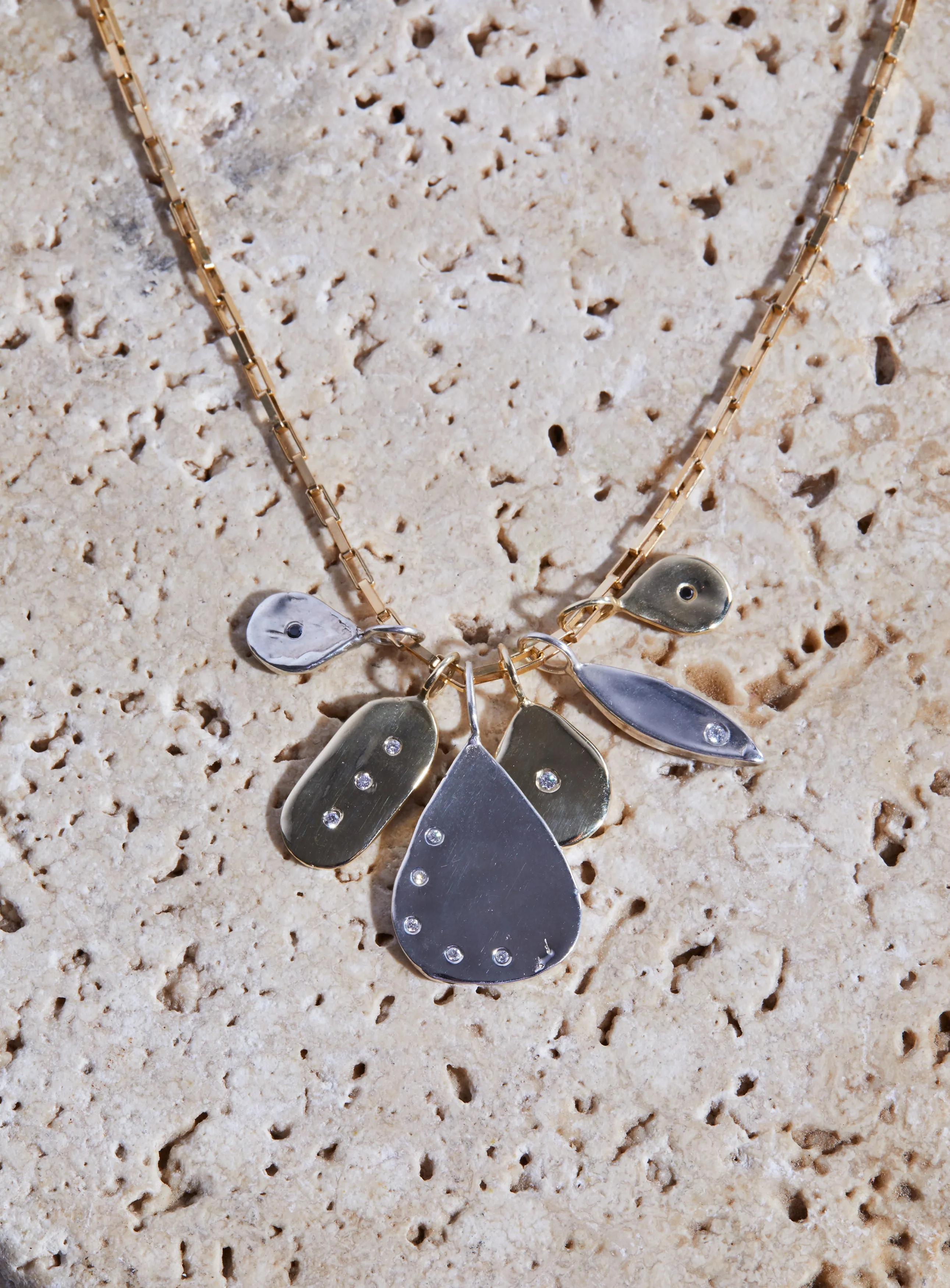 Sterling & Black Diamond Petite Teardrop Charm