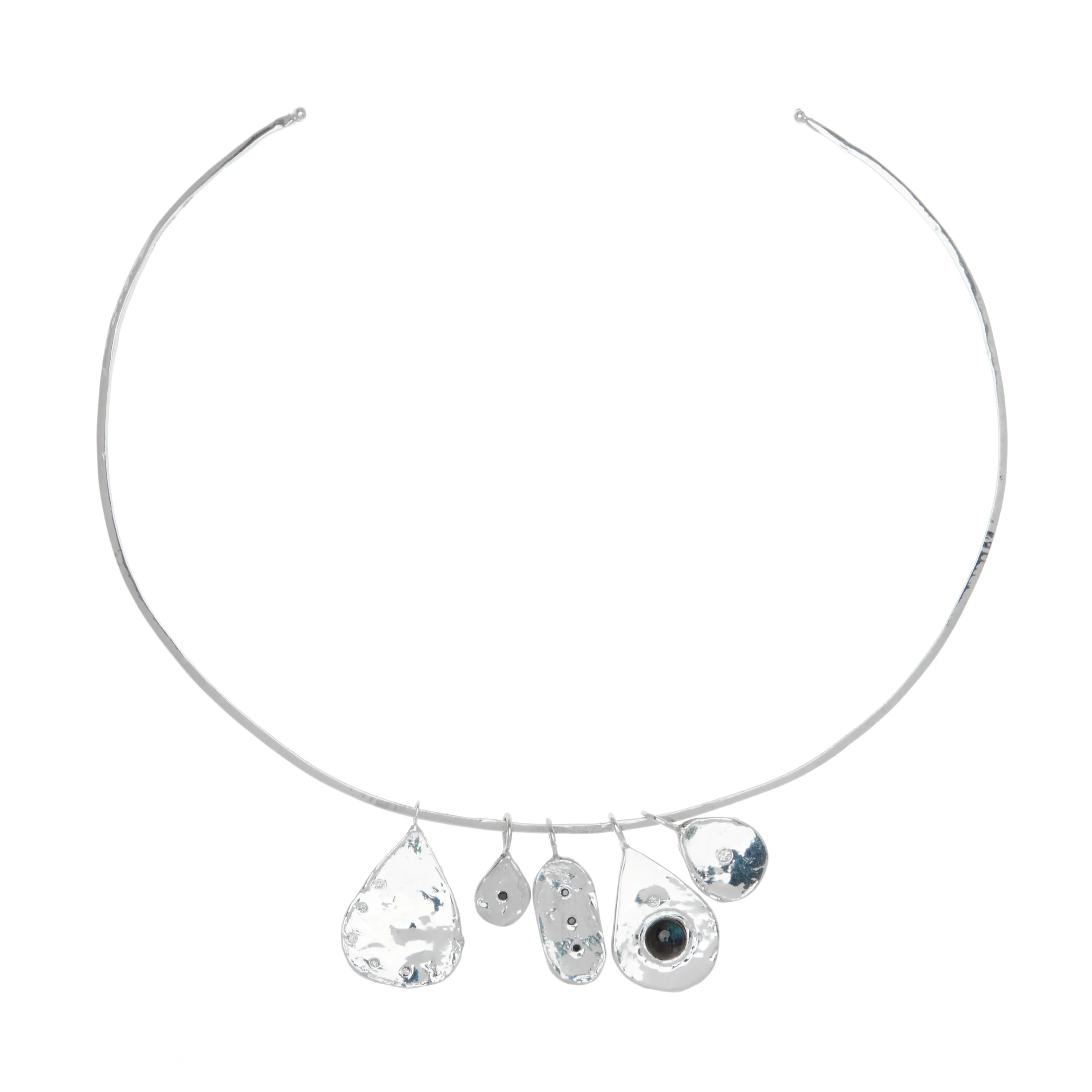 Sterling & Black Diamond Petite Teardrop Charm
