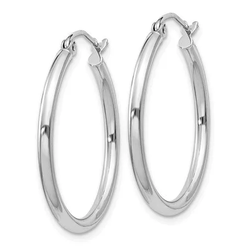 Sterling Silver 24mm x 2mm Round Hoop Earrings