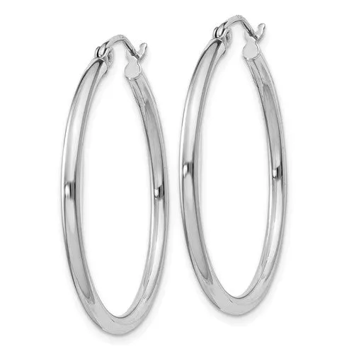 Sterling Silver 30mm x 2mm Round Hoop Earrings