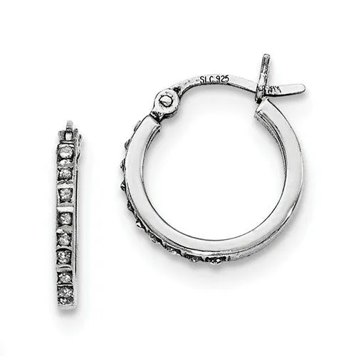 Sterling Silver Diamond Mystique Oval & Round Hoop Earrings Set