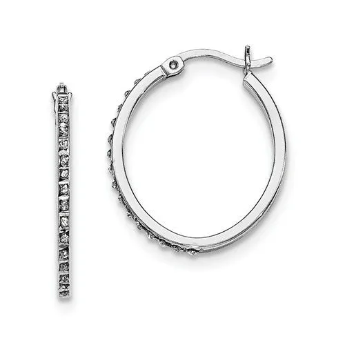 Sterling Silver Diamond Mystique Oval & Round Hoop Earrings Set