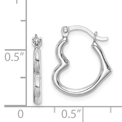 Sterling Silver Heart Hinged Hoop Earrings