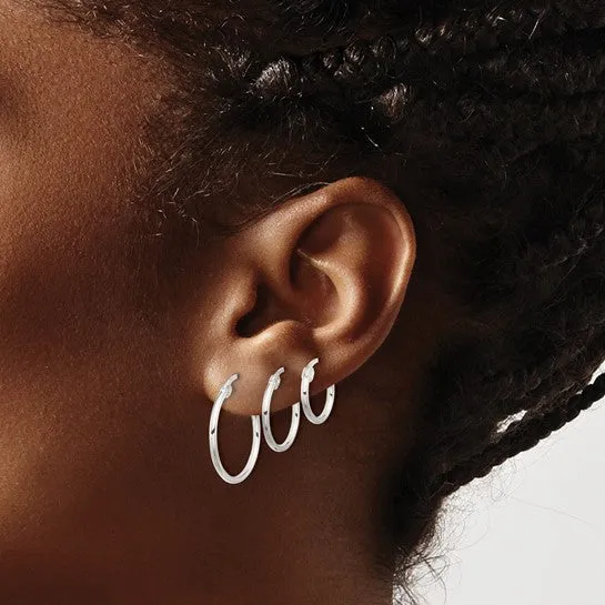 Sterling Silver Set of 3 Hoop Earrings Set