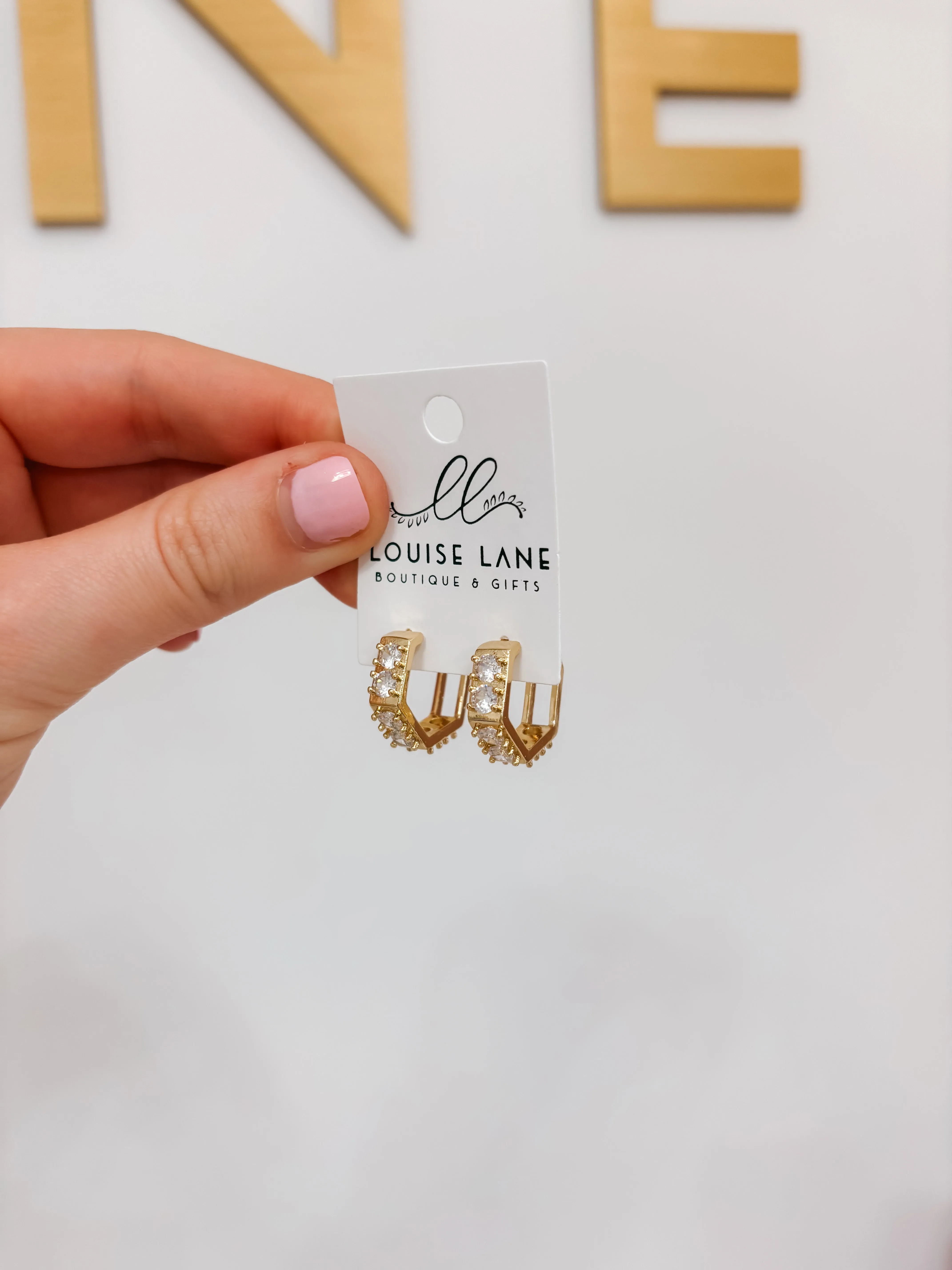 Structured Diamond Gold Hoops