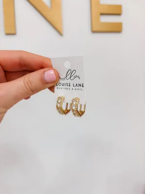 Structured Diamond Gold Hoops