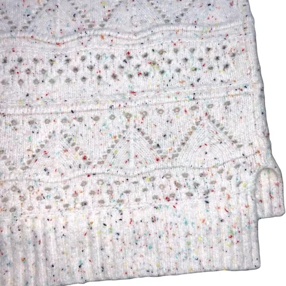Sundance Linton Confetti Drop Shoulder Cowl Neck Sweater Open Knit Oversized