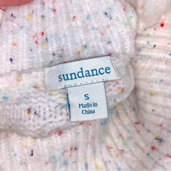 Sundance Linton Confetti Drop Shoulder Cowl Neck Sweater Open Knit Oversized