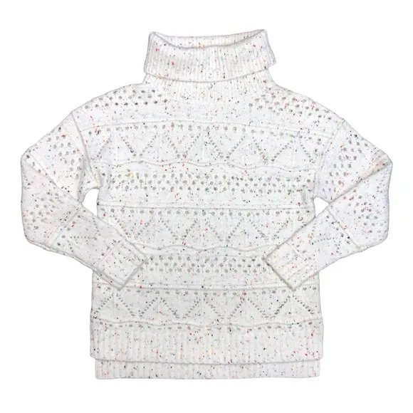Sundance Linton Confetti Drop Shoulder Cowl Neck Sweater Open Knit Oversized