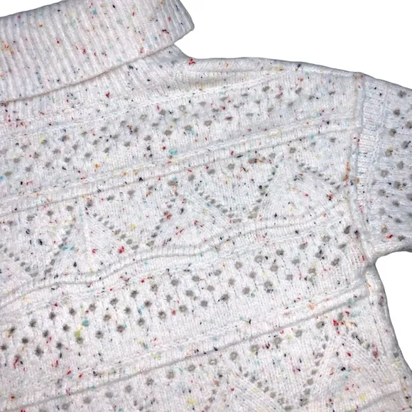 Sundance Linton Confetti Drop Shoulder Cowl Neck Sweater Open Knit Oversized