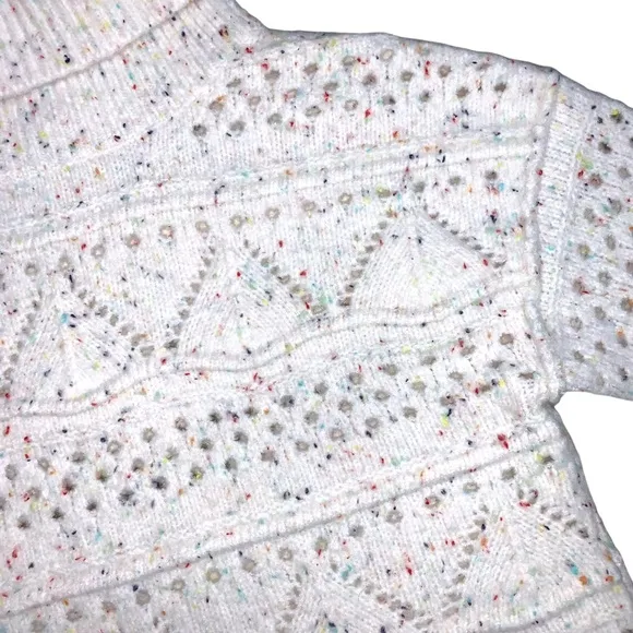 Sundance Linton Confetti Drop Shoulder Cowl Neck Sweater Open Knit Oversized