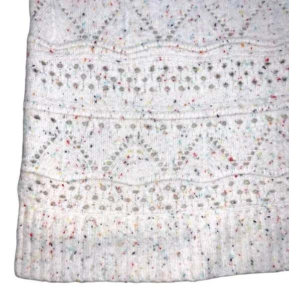 Sundance Linton Confetti Drop Shoulder Cowl Neck Sweater Open Knit Oversized