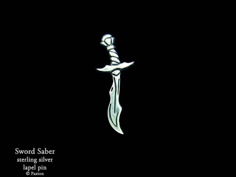 Sword Saber Lapel Pin Sterling Silver