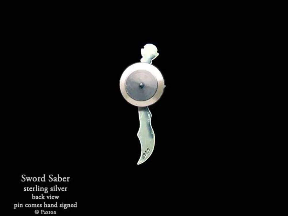 Sword Saber Lapel Pin Sterling Silver
