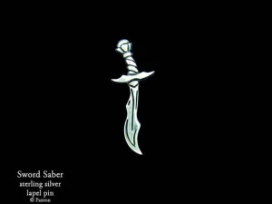 Sword Saber Lapel Pin Sterling Silver
