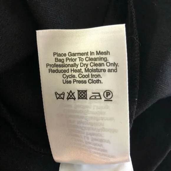 SZ12 DKNY  Silk Tie Neck Color Block Dress (Ivory/Black)